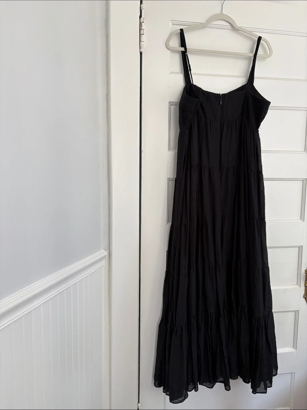 Abercrombie & Fitch Black Ruched Tiered  Maxi Dress with Spaghetti Straps-XL